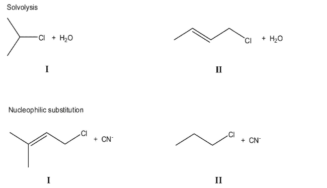 For each pair of reactions, indicate which would proceed at the faster rate.  