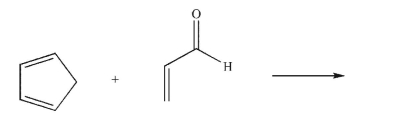 Draw the endo product of the Diels-Alder reaction shown here.  