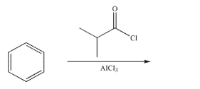 Predict the major organic product and draw the structure of the electrophile in the reaction shown here.  