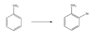 Design a multistep synthesis to produce o-bromoaniline as the sole product using aniline as the starting material (i.e., you must avoid generating over-brominated products and p-bromoaniline). You may use any organic or inorganic reagents.Show the reagents needed for each step and the product of each step.  