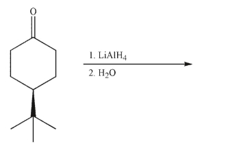 Which statement about this reaction is correct?   A) The products are enantiomers, formed in a racemic mixture. B) The products are diastereomers, formed in equal amounts. C) The products are enantiomers, formed in unequal amounts. D) The products are diastereomers, formed in unequal amounts. E) Not enough information is given to predict the products.