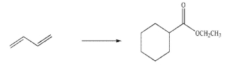 Design a multistep synthesis of the target molecule from the starting material shown.Show the reagents needed for each step and the product of each step.You may use any organic or inorganic reagents, but you may only add a maximum of three carbons to the molecule per step.  