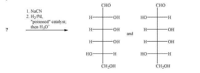 Draw the structure of the sugar that underwent the indicated conditions to produce these two products.  