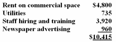Vane Company, a calendar year taxpayer, incurred the following expenditures in the preoperating phase of a new health and fitness center.   Which of the following statements is true? A)  If Vane already operates seven other health and fitness centers, it can deduct the $10,415 preoperating expenditures of the eighth center as expansion costs. B)  If Vane is a cash basis taxpayer, it can deduct $10,415 in the year of payment. C)  If the new center represents a new business for Vane, it must capitalize the $10,415 preoperating expenditures. D)  None of the above is true.