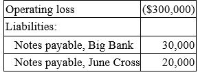 Funky Chicken is a calendar year S corporation with the following current year information:   On January 1 June Cross bought 60% of Funky Chicken for $45,000. She then loaned the company $20,000. How much of the operating loss may Cross deduct on her Form 1040? A)  $57,000 B)  $80,000 C)  $65,000 D)  $75,000