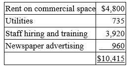 Vane Company, a calendar year taxpayer, incurred the following expenditures in the preoperating phase of a new health and fitness center.   Which of the following statements is true? A)  If Vane already operates seven other health and fitness centers, it can deduct the $10,415 preoperating expenditures of the eighth center as expansion costs. B)  If Vane is a cash basis taxpayer, it can deduct $10,415 in the year of payment. C)  If the new center represents a new business for Vane, it must capitalize the $10,415 preoperating expenditures. D)  None of the above is true.