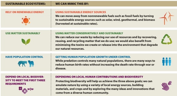 Infographic 1.6.   -Refer to Infographic 1.6. Use the infographic to describe ways that you could live more sustainably. 