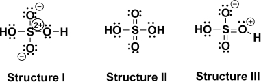 Are the Lewis structures for sulfuric acid shown below related as resonance structures? Explain.  