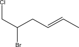 What is the IUPAC name for the following molecule?   A) (E ) -2-Bromo-1-chlorohex-4-exe B) (Z ) -2-Bromo-1-chlorohex-4-exe C) (Z ) -1-Chloro-2-bromohex-4-exe D) (Z ) -5-Bromo-6-chlorohex-2-ene E) (E ) -5-Bromo-6-chlorohex-2-ene
