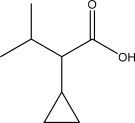 What is the IUPAC name for the following molecule?   A) 2-Cyclopropyl-3-methylbutanoic acid B) 3-Cyclopropyl-2-methylbutanoic acid C) 2-Cyclopropyl-3-methylpropanoic acid D) 3-Cyclopropyl-2-methylpropanoic acid E) 2-Methyl-3-cyclopropyl-butanoic acid
