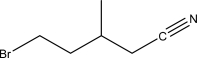 What is the IUPAC name for the following molecule?   A) 1-Bromo-3-methylbutanecyanonitrile B) 1-Bromo-3-methylbutanenitrile C) 5-Bromo-3-methylbutanenitrile D) 1-Bromo-3-methylpentanenitrile E) 5-Bromo-3-methylpentanenitrile