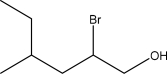 What is the IUPAC name for the following molecule?   A) 2-Ethyl-4-bromopentan-1-ol B) 2-Bromo-4-ethylpentan-1-ol C) 3-Methyl-5-bromohexan-6-ol D) 2-Bromo-4-methylhexan-1-ol E) None of the above
