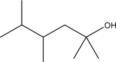 What is the IUPAC name for the following molecule?   A) 2,4,5-Trimethylhexanol B) 2,4,5-Trimethylhexan-2-ol C) 2,2,4,4-Tetramethylpentan-1-ol D) 2,3,5,-Trimethylhexan-2-ol E) None of the above