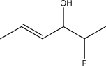 What is the IUPAC name for the following molecule?   A) (E ) -5-Fluorohex-2-en-4-ol B) (Z ) -5-Fluorohex-2-en-4-ol C) (E ) -2-Fluorohex-4-enol D) (Z ) -2-Fluorohex-4-en-3-ol E) (E ) -2-Fluorohex-4-en-3-ol
