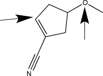 When applying VSEPR theory to determine the geometry about a central atom,it is important to count the total number of bonded and nonbonded electron groups.Separately consider the two atoms highlighted with an arrow in the molecule shown below.How many bonded electron groups must be considered for each of these central atoms?   A) C has two groups; O has two groups. B) C has three groups; O has four groups. C) C has three groups; O has two groups. D) C has three groups; O has three groups. E) C has four groups; O has four groups.