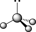 How does the presence of the lone pair affect the geometry of the central atom in the following molecule?   I The lone pair is attracted to the nuclei of the three substituents,creating larger bond angles. II The lone pair repels the three sets of covalently bonded electrons. III The lone pair has no bearing whatsoever on the VSEPR geometry at the central atom. IVThe bond angles are smaller than a traditional tetrahedral bond angle due to lone pair repulsion. A) I B) II C) III D) IV E) II and IV