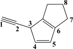 Which C<font face= symbol ></font><font face= symbol ></font><font face= symbol ></font>C bond in the molecule below is formed from overlap of two sp<sup>2</sup>-hybridized orbitals?   A) The C<sub>6</sub><font face= symbol ></font><font face= symbol ></font><font face= symbol ></font>C<sub>7</sub> σ bond B) The C<sub>7 </sub><font face= symbol ></font><font face= symbol ></font>C<sub>8</sub> σ bond C) The C<sub>5</sub><font face= symbol ></font><font face= symbol ></font><font face= symbol ></font>C<sub>6</sub> σ bond D) The C<sub>4</sub><font face= symbol ></font><font face= symbol ></font><font face= symbol ></font>C<sub>5</sub> π bond E) The C<sub>4</sub><font face= symbol ></font><font face= symbol ></font><font face= symbol ></font>C<sub>5</sub> σ bond