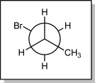 How many degrees does the front carbon have to be rotated clockwise to result in a gauche conformer?   A) 60° B) 90° C) 109.5° D) 120° E) 300°
