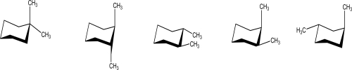 How many of the following chair conformations have CH<sub>3 </sub>groups that are trans to each other?  