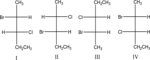 Which of the following Fischer projections represent a pair of enantiomers?   A) I and II B) III and IV C) I and IV D) II and III E) None
