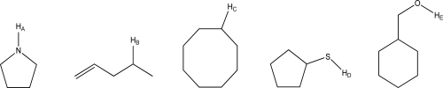 Which of the following protons has the lowest pKa?   A) H<sub>A</sub> B) H<sub>B</sub> C) H<sub>C</sub> D) H<sub>D</sub> E) H<sub>E</sub>