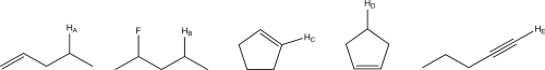 Which of the hydrogen atoms is most acidic?   A) H<sub>A</sub> B) H<sub>B</sub> C) H<sub>C</sub> D) H<sub>D</sub> E) H<sub>E</sub>
