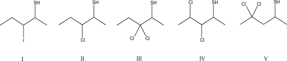 Which of the following compounds is most acidic?   A) I B) II C) III D) IV E) V
