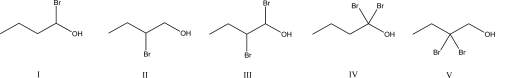 Which of the following compounds is most acidic?   A) I B) II C) III D) IV E) V