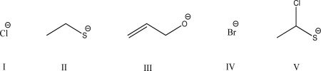 Which of the following compounds is most basic?   A) I B) II C) III D) IV E) V