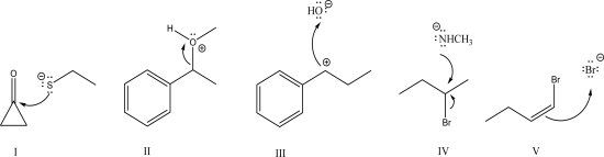 Which of the following is an acceptable mechanism step?   A) I B) II C) III D) IV E) V