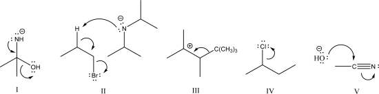 Which of the following is considered heterolysis?   A) I B) II C) III D) IV E) V