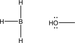 The two following molecules can react via a coordination step.Draw the mechanism for this step and the resulting product.Also label the nucleophile and the electrophile.  
