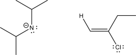 The following compounds can react via an E2 step.Draw this mechanism,give the expected products,and label which of the starting materials is the nucleophile and which is the electrophile.  