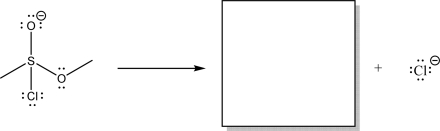 The following mechanism proceeds through nucleophile elimination.Fill in the omitted mechanism arrows,and draw the missing product in the box.  