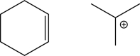 Suppose that the two following molecules undergo an electrophilic addition step.Draw the mechanism and the product,and label the nucleophile and the electrophile.  