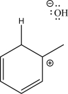 The two following species can react via an electrophile elimination step.Draw the mechanism arrows for this step,give the expected product,and label the nucleophile and the electrophile.  