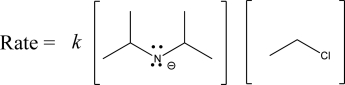 The following rate law could be possible for which of the following mechanisms?   A) E1 B) E2 C) S<sub>N</sub>1 D) S<sub>N</sub>2 E) E2 and S<sub>N</sub>2