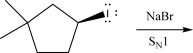 The following alkyl halide can react with NaBr via an S<sub>N</sub>1 mechanism.Draw the product(s)of this reaction.Be sure to pay attention to stereochemistry,if applicable.  