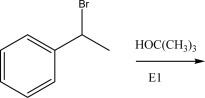 Draw a detailed free energy diagram for the following E1 reaction.Include and label the overall reactants,the overall products,the intermediate(s),the axis,and the transition state(s).  