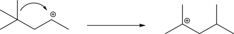 Explain why the following carbocation rearrangement is not likely.  