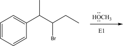 Draw the product(s)of the following E1 reaction.  