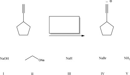 Which reagent can complete the following reaction?   A) I B) II C) III D) IV E) V