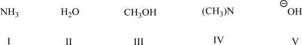 Which is the best (strongest) nucleophile for an S<sub>N</sub>2 reaction?   A) I B) II C) III D) IV E) V