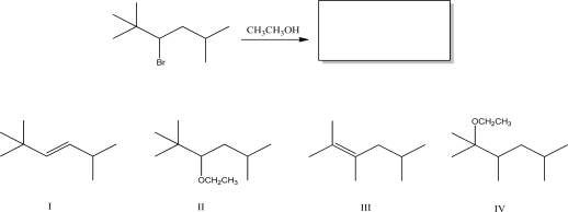 Identify the major product(s) of the following reaction.   A) I B) II C) III D) IV E) A mixture of I and II