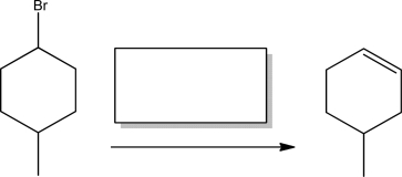Supply a base that would favor the following elimination product over a substitution product.  