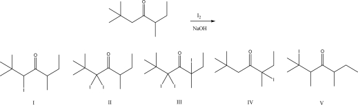 What is the most likely product of the following reaction?   A) I B) II C) III D) IV E) V