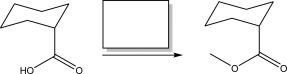 Identify the reagent(s) needed to complete the following reaction scheme.   A) CH<sub>2</sub>N<sub>2</sub> B) CH<sub>3</sub>NH<sub>2</sub> C) KOCH<sub>3</sub> D) NaOCH<sub>3</sub> E) HOCH<sub>3</sub>, NaOH