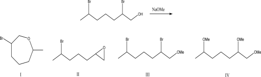 What is the product of the following reaction?   A) I B) II C) III D) IV E) No reaction will occur.