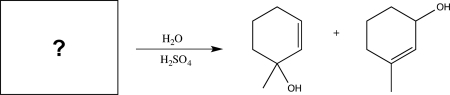 Which starting material would produce the mixture of products shown below?   A)    B)    C)    D)    E)   