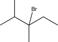Draw three different alkenes that would produce the compound below when treated with HBr-one alkene that would undergo a 1,2-hydride shift,one that would undergo a 1,2-methyl shift,and one that would not undergo any carbocation rearrangements.Indicate which one falls into each category.  